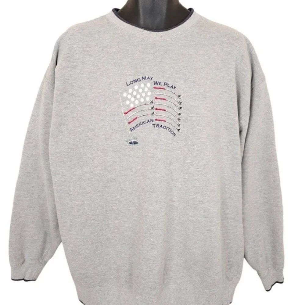 Vintage Golf Sweatshirt Mens Size 2XL 90s Gray Long May We Play American